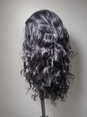 Natural Wave half wig, 1B natural colour, back view