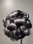 Natural Wave half wig, 1B natural colour, pin curls before styling